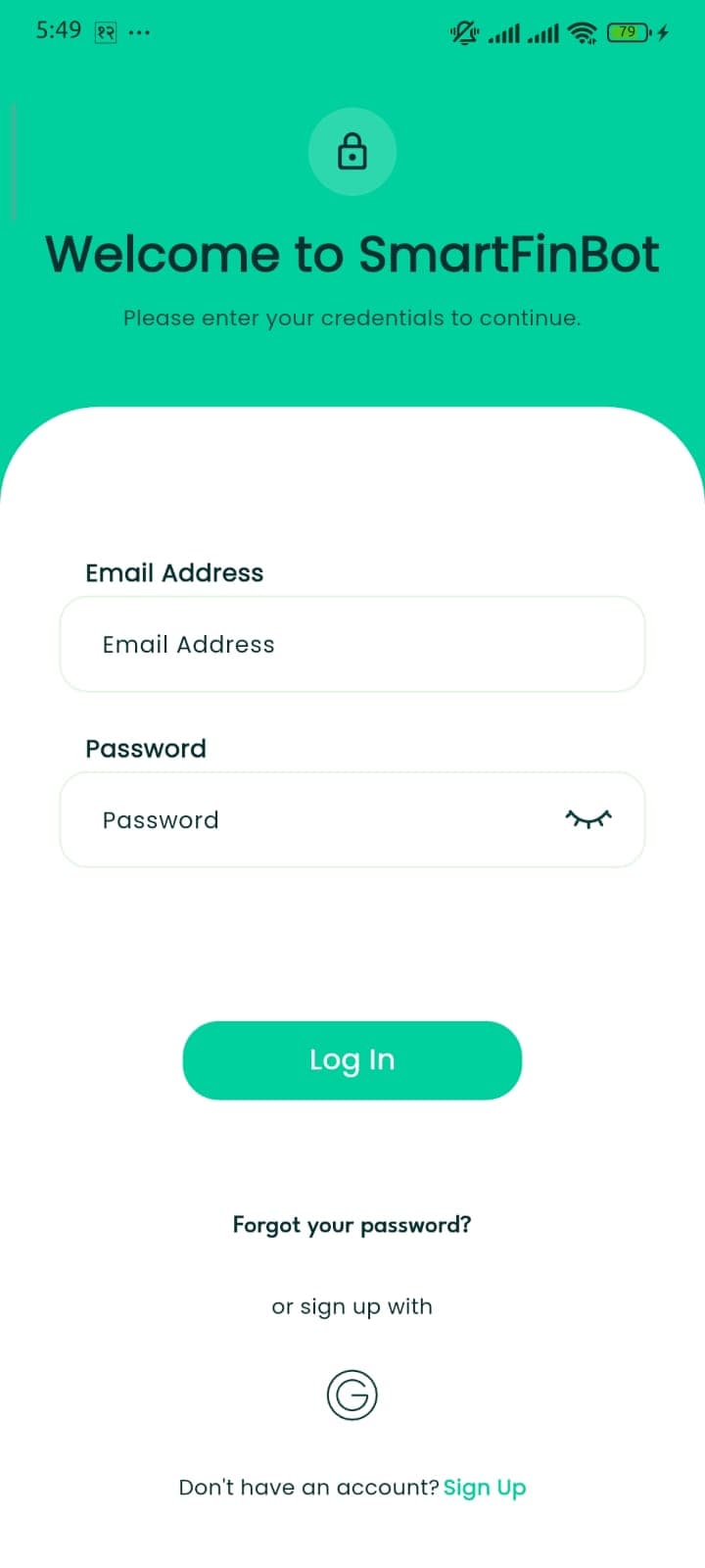 SmartFinBot app screen